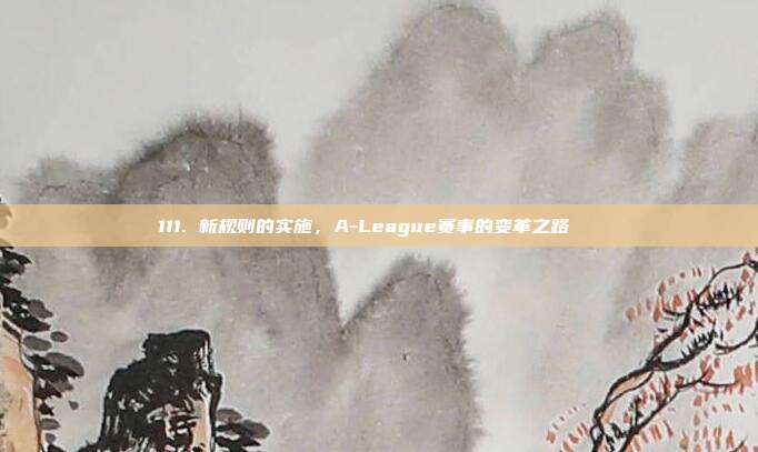 111. 新规则的实施，A-League赛事的变革之路🔄