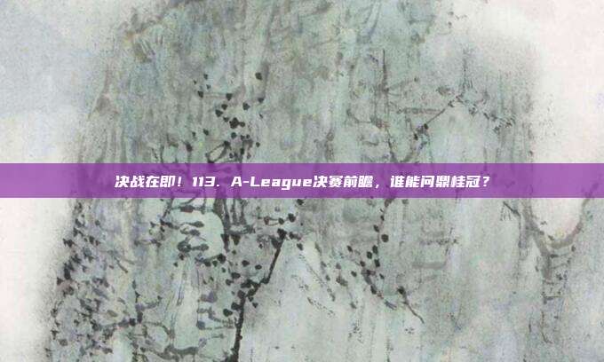 决战在即！113. A-League决赛前瞻，谁能问鼎桂冠？