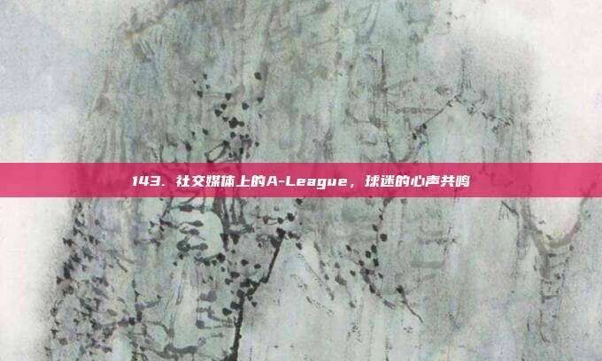 143. 社交媒体上的A-League，球迷的心声共鸣